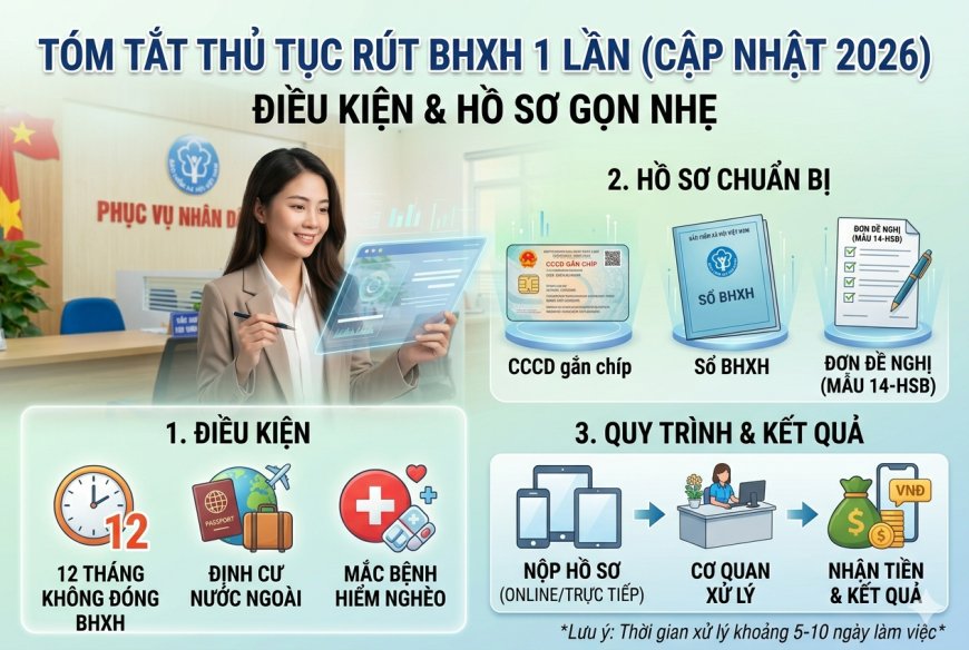 Thủ tục rút BHXH 1 lần: Điều kiện và hồ sơ mới nhất